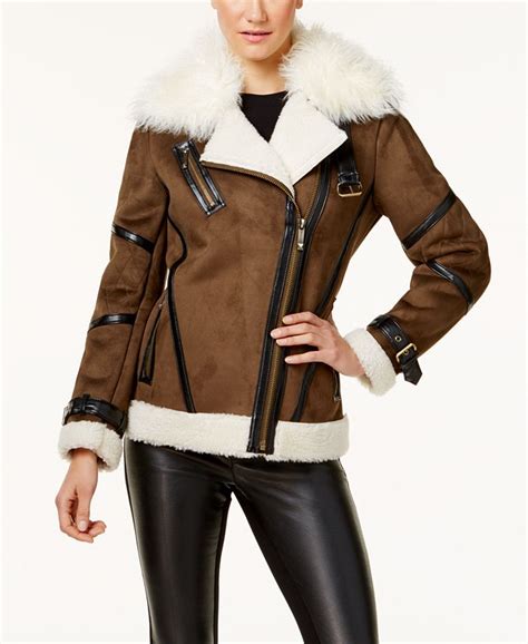 michael kors faux shearling coat|Faux Shearling Quilted Puffer Jacket .